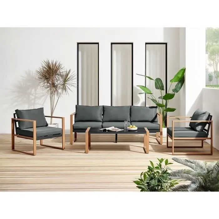Lage tuinmeubelen in houtlook aluminium – elegantie en comfort voor uw buitenruimte