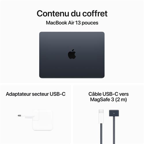 Apple MacBook Air 13" - SSD 256 Go - 16 Go RAM - Puce Apple M1 ou M2
