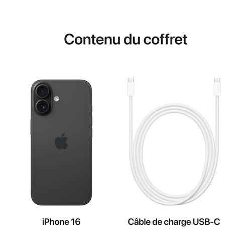 Apple iPhone 16 - 6,1" 5G - 256 Go - Double SIM - Noir 2024